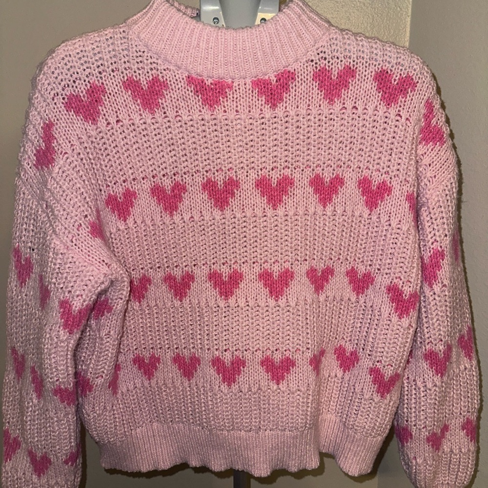 Major Label Group Pink Heart Pattern Sweater
